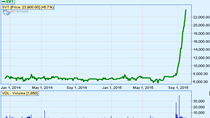 Cổ phiếu SVT tăng dựng đứng 230% trong 31 phiên