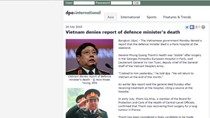 DPA thay bản tin về đại tướng Phùng Quang Thanh