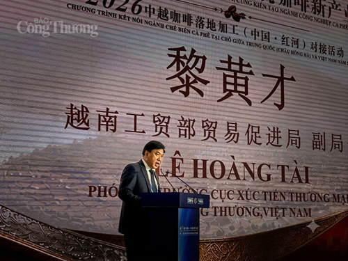 Ông Lê Hoàng Tài, Phó Cục trưởng Cục Xúc tiến thương mại, Bộ Công Thương, Việt Nam phát biểu tại Hội nghị. Ảnh: Cục XTTM