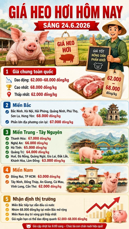 Giá heo hơi hôm nay 24.6: Thị trường đi ngang nhưng phân hóa rõ - ảnh 3
