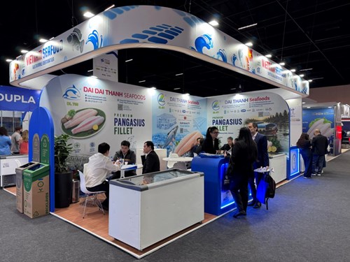 Gian hàng của một doanh nghiệp thuý sản Việt Nam tại Seafood Show Latin. Ảnh: VASEP.