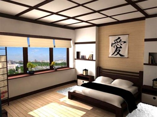 Thay vì những bức tranh trong phòng ngủ như Việt Nam, người Nhật thường chọn một khung tranh có màu sắc cổ điển với một từ thật ý nghĩa cho người sử dụng. (Ảnh Pinterest). 