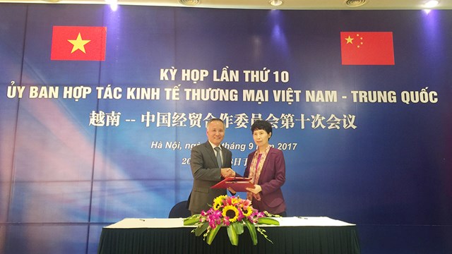 Kỳ họp lần thứ 10 Ủy ban Hợp tác kinh tế thương mại Việt Nam - Trung Quốc