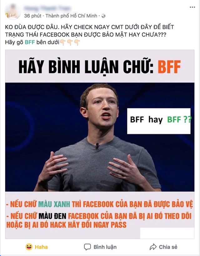 Dân mạng dính trò lừa bình luận “BFF” để xác minh Facebook