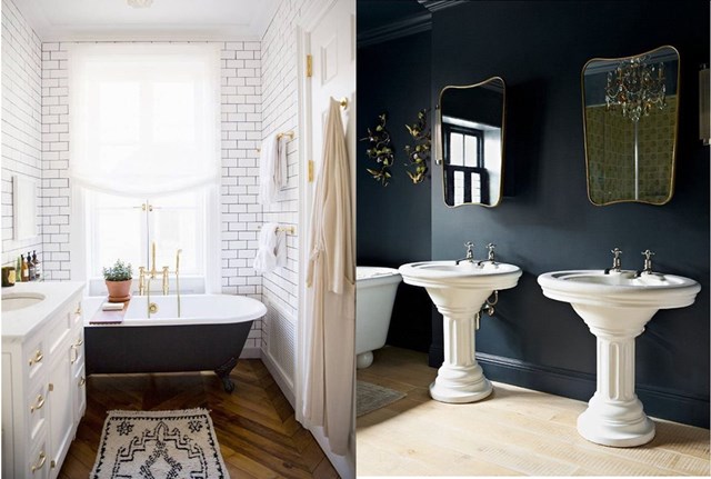 Vàng, đen, trắng: Cách phối màu cho một phòng tắm thực sự “hạng sang“