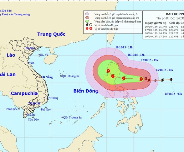 Bão giật cấp 17 đang hướng vào Biển Đông
