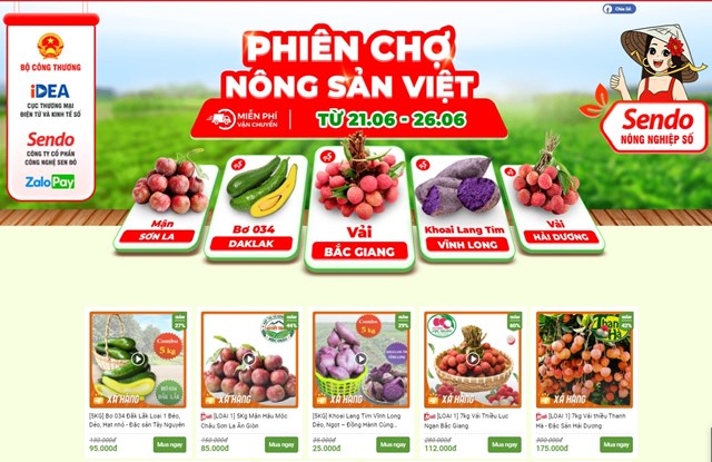 “Siêu thị nông sản Việt trực tuyến” cho người tiêu dùng trên Sàn thương mại điện tử Sendo