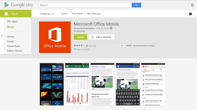 Microsoft phát hành miễn phí bộ Office cho Android